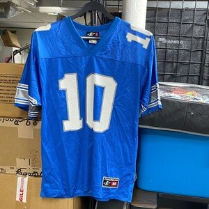 Vintage Detroit Lions Charlie Batch #10 Logo Athletic NFL Jersey Blue Medium